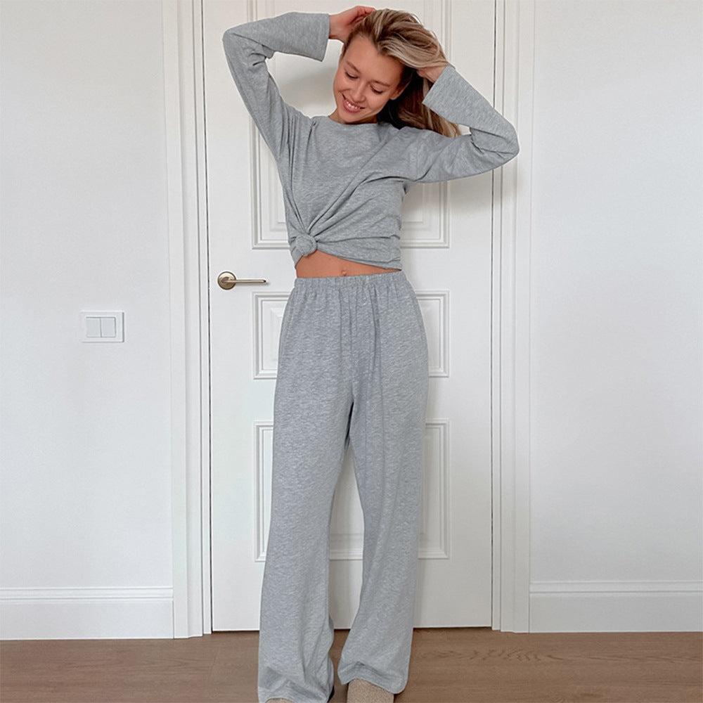 Women’s Knit Pajama Set Long Sleeve Top & Pants Lounge Set