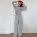 Women’s Knit Pajama Set Long Sleeve Top & Pants Lounge Set