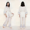 Women’s Satin Chiffon Pajama Set V-Neck Lounge Set Long Pants