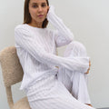 Women’s Ruffle Knit Pajama Set Long Sleeve Top & Pants