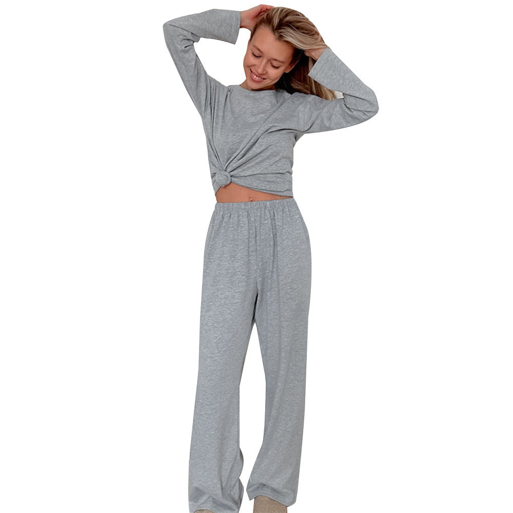 Women’s Knit Pajama Set Long Sleeve Top & Pants Lounge Set